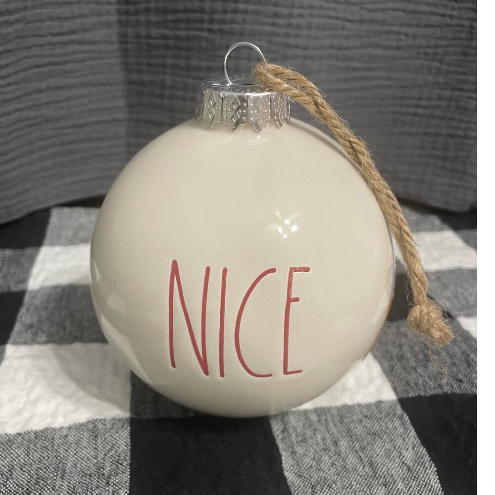 Rae Dunn Artisan Collection by Magenta White Christmas Ball Ornament NICE In Red